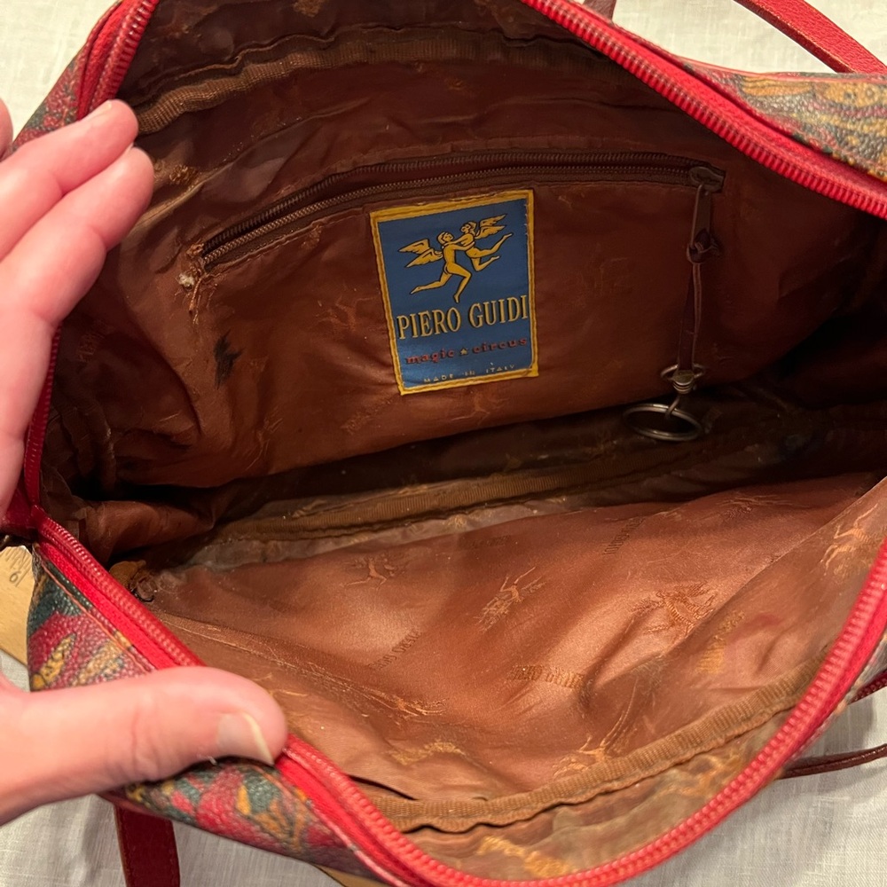 Vintage 90s Piero Guidi Magic Circus Red Shoulder Bag - Picture 10 of 11